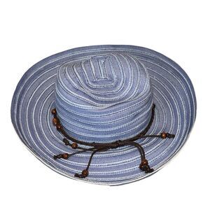 Sunday Afternoons | Blue Wide-Brim Beaded Sun Hat